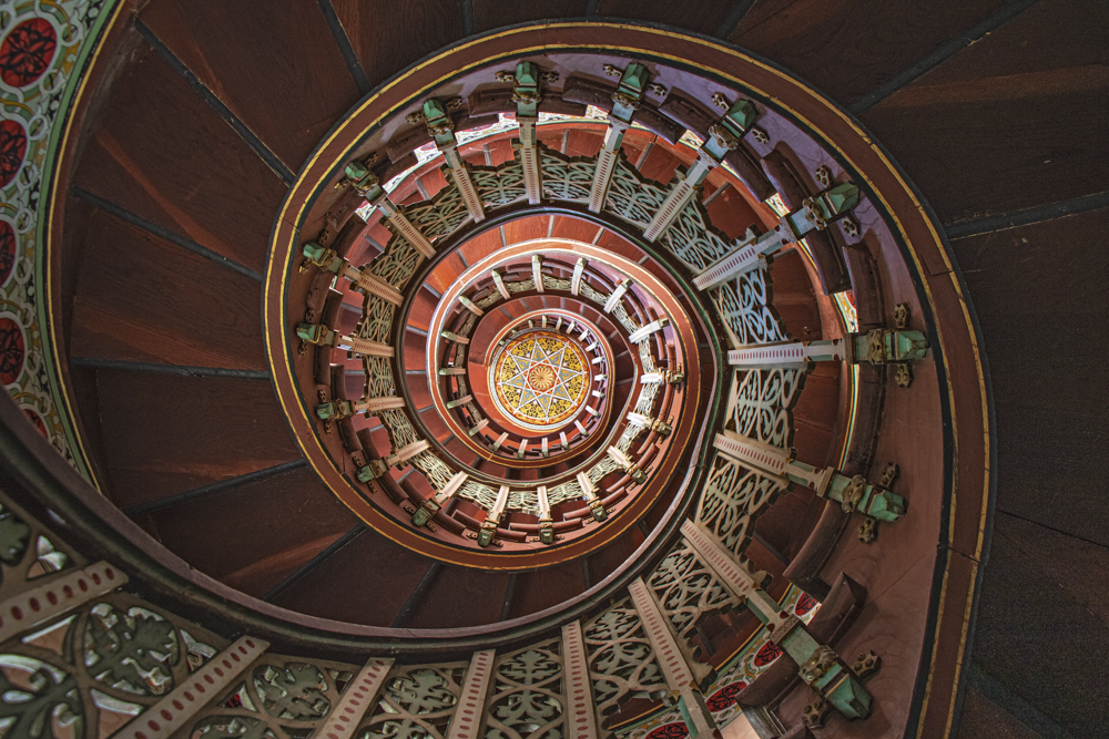 Château d'Abbadia, escalier hélicoïdal