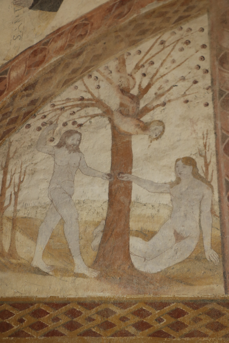 Chapelle nord, mur nord : Adam et Eve au paradis