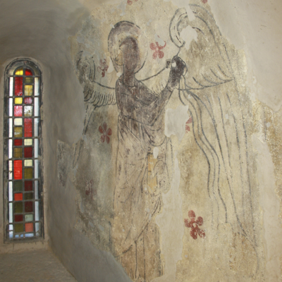 Chapelle d'Aragnouet, XIIIe siècle. Restauration des peintures murales, 2013.